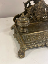 Load image into Gallery viewer, Vintage Brass Inkwell Desk Lamp with Letter Holder

