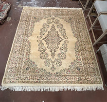 Load image into Gallery viewer, 100% Wool  Brown, Pink &amp; Blue Floral Area Rug
