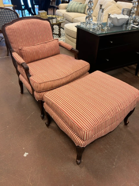 Striped Bergere Chair & Ottoman from Sam Moore Furniture for La-Z-Boy