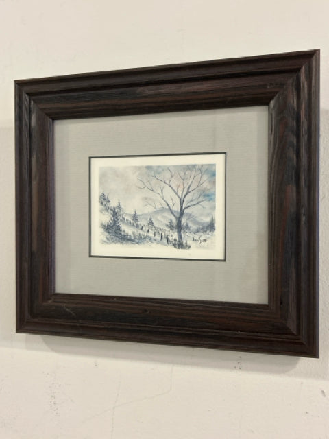 Framed Print of Snowy Landscape by Jack Scott, signed