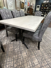 Load image into Gallery viewer, Mango Top Dining Table with Bird Feet Legs  8 Upholstered Candice  Dining Chairs from Walter E. Smithe
