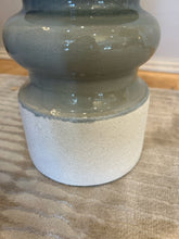 Load image into Gallery viewer, Seafoam Green &amp; Cream Stucco Table Lamp with  White Drum Shade
