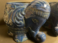 Load image into Gallery viewer, Pair Blue Ceramic Elephant Planters
