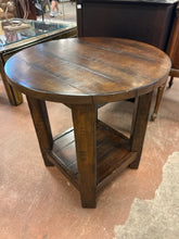 Load image into Gallery viewer, Wood Round Table with  Lower Shelf from Pottery Barn
