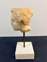 Load image into Gallery viewer, Vintage Carved Marble Roman Female Head on Marble Base
