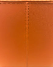 Load image into Gallery viewer, Bistro Table with Black Base &amp; Pair of Dark Orange Leather Stools from Crate and Barrel
