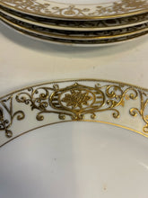 Load image into Gallery viewer, Eleven Christmas Ball 175 Gold Flower Scroll Dinner Plates from Noritake
