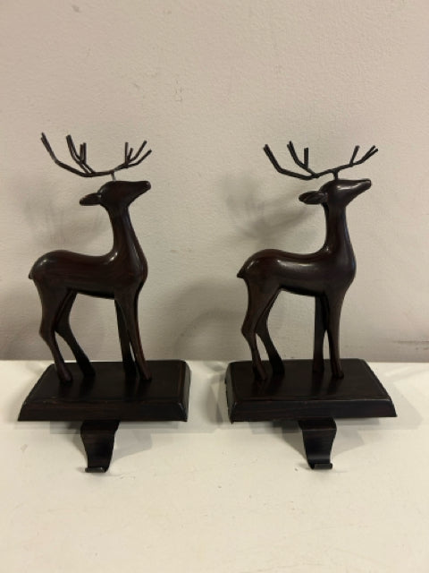 Pair of Metal Reindeer Stocking Holders