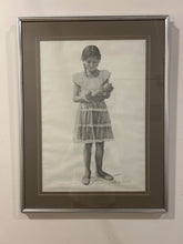 Load image into Gallery viewer, Pencil Sketch of Girl with Fruit, signed
