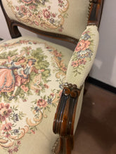 Load image into Gallery viewer, Vintage French Louis XV Armchair with Faux Needlepoint Upholstery
