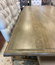 Load image into Gallery viewer, Double Pedestal Dining Table in Seadrift Finish with One 18"  Leaf &amp; 8 Tufted Back Side Chairs from Pottery Barn

