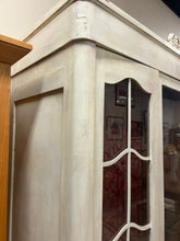 Load image into Gallery viewer, Vintage White Washed Schrank Cabinet with One Glass Shelf
