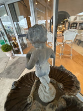 Load image into Gallery viewer, Vintage Cast Metal Fountain with Cherub and Frogs on Shell Shaped Basin &amp; Pedestal
