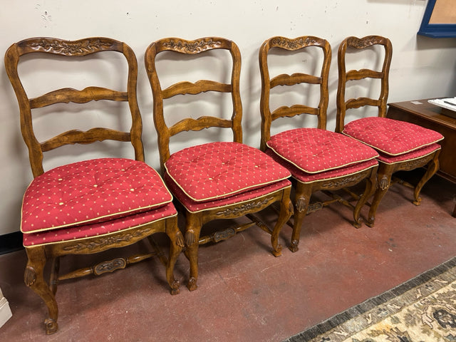 Four Upholstered Ladderback Dining Chairs