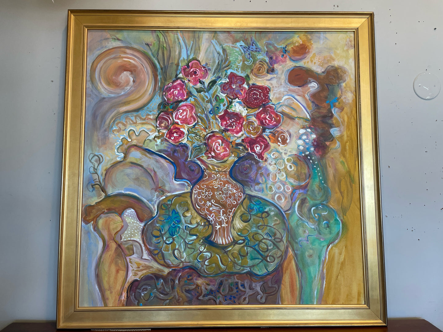 Original Acrylic of Flowers in Vase 