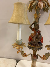 Load image into Gallery viewer, Pair of Vintage Venetian Polychrome Wood Carved Figural Sconces
