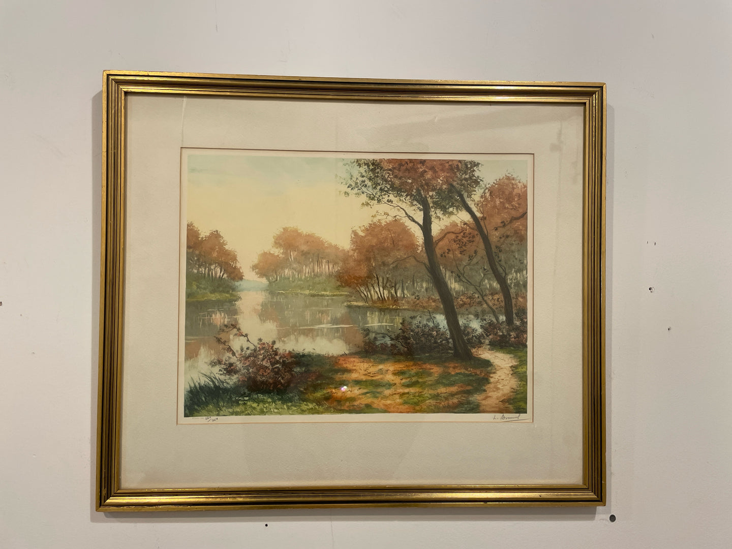 Print of  Fall Landscape with Lake, numbered