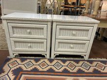 Load image into Gallery viewer, Pair of 2 Drawer White Wicker Nightstands with Laminate Tops from Henry Link
