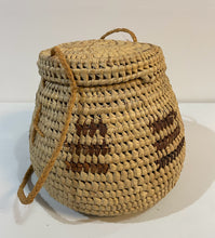 Load image into Gallery viewer, Vintage Native American Coiled Herb Basket with Lid &amp; Strap
