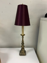 Load image into Gallery viewer, Brass Lamp with Purple Shade
