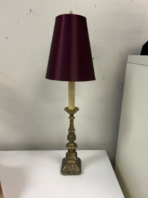 Brass Lamp with Purple Shade