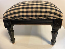 Load image into Gallery viewer, Black &amp; Tan Gingham Upholstered Foot Stool
