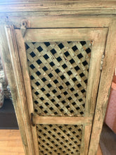 Load image into Gallery viewer, Distressed Green Lattice Front Cabinet
