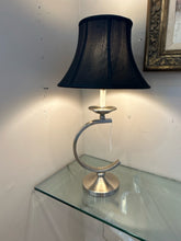 Load image into Gallery viewer, Silver Table Lamp with Black Shade
