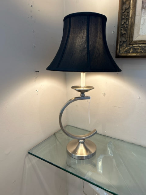 Silver Table Lamp with Black Shade