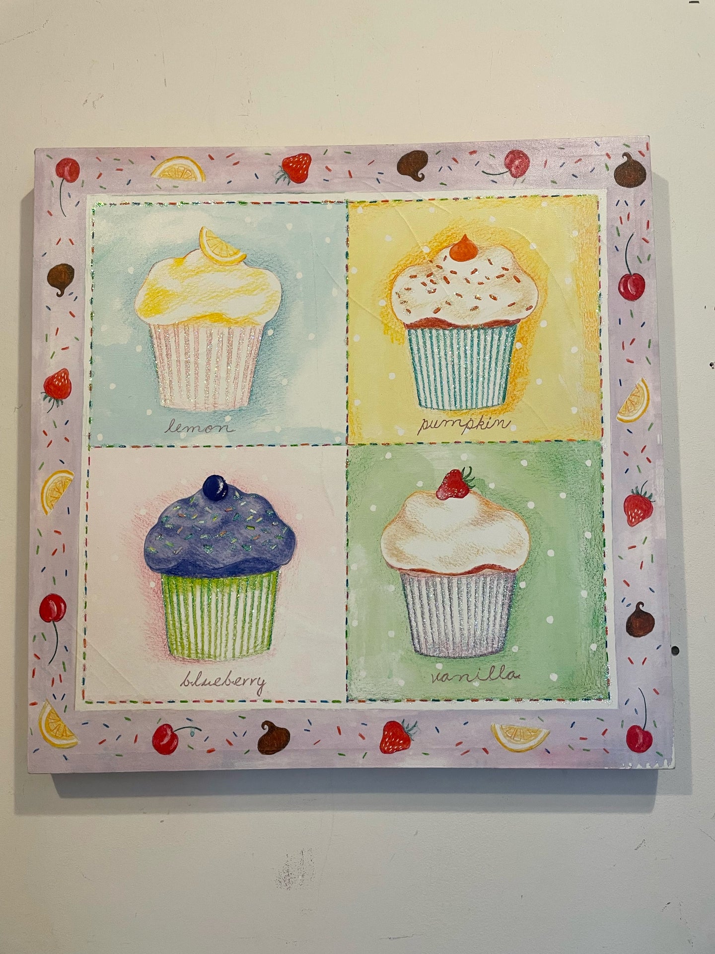 Canvas Print of Four Cupcakes