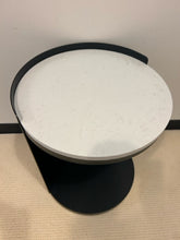 Load image into Gallery viewer, Cylinder Black Metal End Table on Wheels with Marble Top made in Italy
