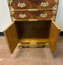 Load image into Gallery viewer, Vintage Grained Burl Elm Wood Bandaji (Scholars Chest) with Ornate Brass Mounts
