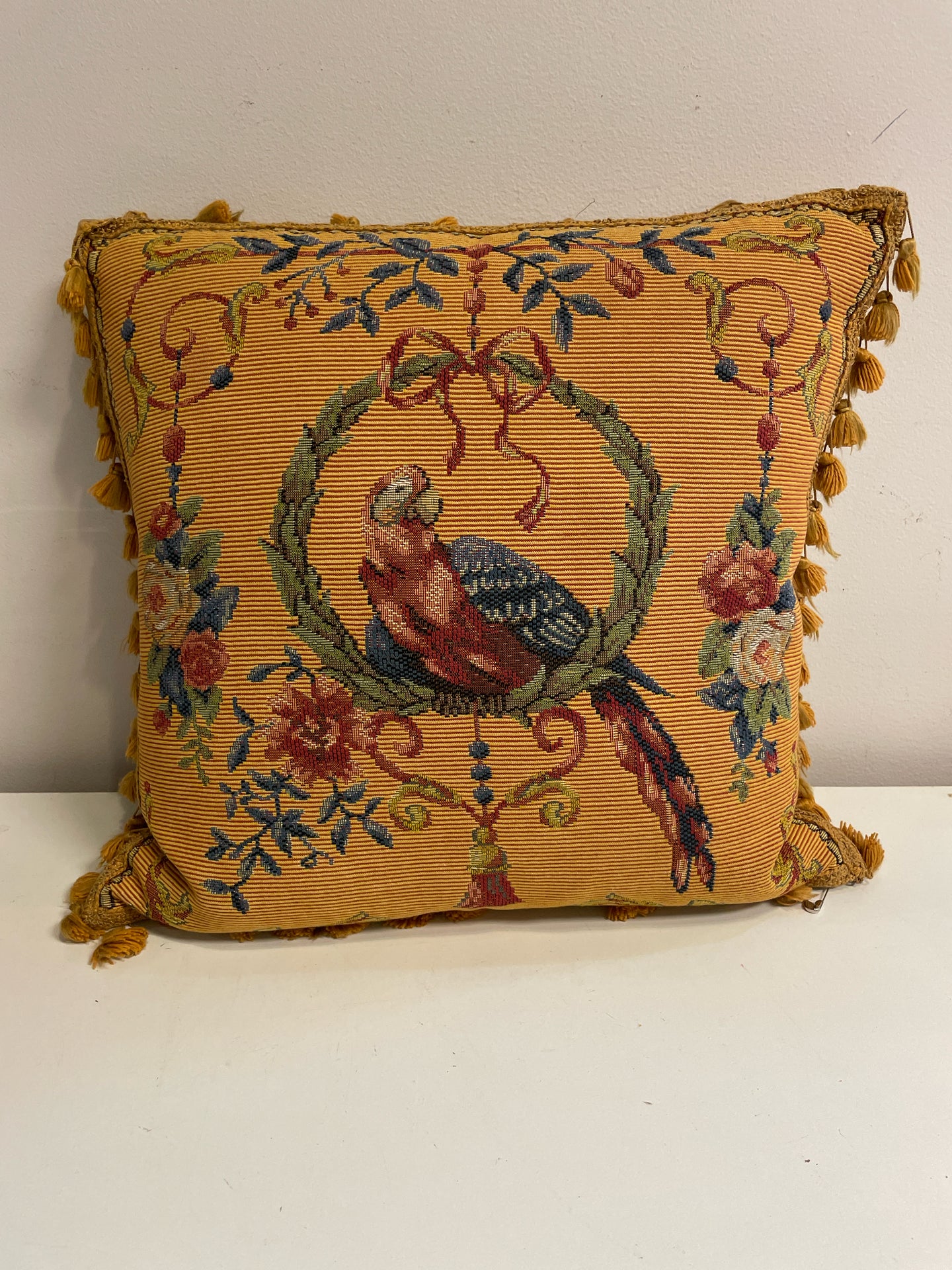 Needlepoint Parrot Decorative Pillow