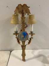 Load image into Gallery viewer, Pair of Vintage Venetian Polychrome Wood Carved Figural Sconces
