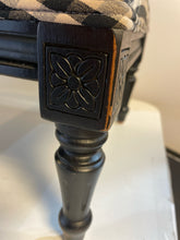 Load image into Gallery viewer, Black &amp; Tan Gingham Upholstered Foot Stool
