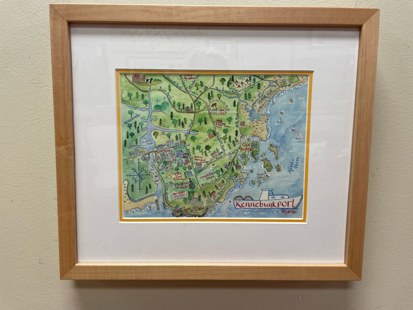 Framed Map of Kennebunkport, Maine