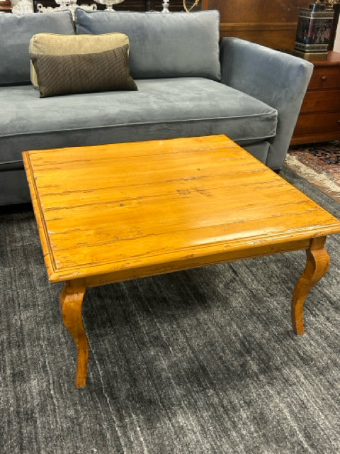 Square Planked Top Pine Coffee Table