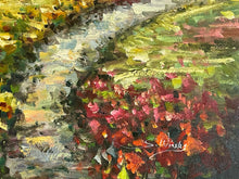 Load image into Gallery viewer, Framed Oil Painting of Flowers and Stream by Steve Winsky, signed
