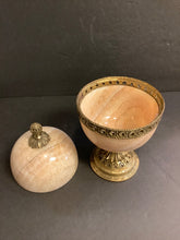Load image into Gallery viewer, Vintage Marble Egg with Lid on Brass Base
