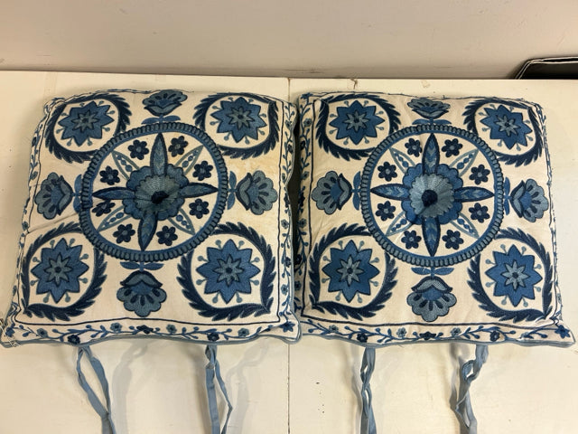 Pair of Blue & White Seat Cushions