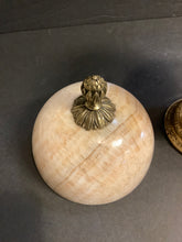 Load image into Gallery viewer, Vintage Marble Egg with Lid on Brass Base
