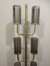 Load image into Gallery viewer, Gold Floor Lamp with 6 Smoke Glass Hurricanes from Mitchell Gold + Bob Williams
