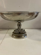 Load image into Gallery viewer, Silver Plated Pedestal Dolphin Bowl
