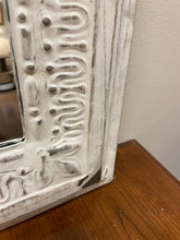 Load image into Gallery viewer, Cream Colored Distressed Tin Mirror from Pottery Barn

