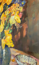 Load image into Gallery viewer, Original Still Life Yellow &amp; Blue  Flowers in Vase  by Czeslaw Jan Pyrgies, signed
