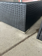 Load image into Gallery viewer, NEW Pair of Woven  Outdoor Chairs with Light Tan  Cushions &amp; Glass Top  Coffee Table
