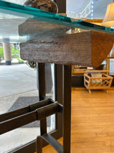 Load image into Gallery viewer, Repurposed Metal Console Table with Glass Top

