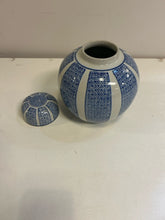 Load image into Gallery viewer, Blue &amp; White Round Lidded Jar
