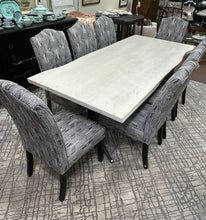 Load image into Gallery viewer, Mango Top Dining Table with Bird Feet Legs  8 Upholstered Candice  Dining Chairs from Walter E. Smithe
