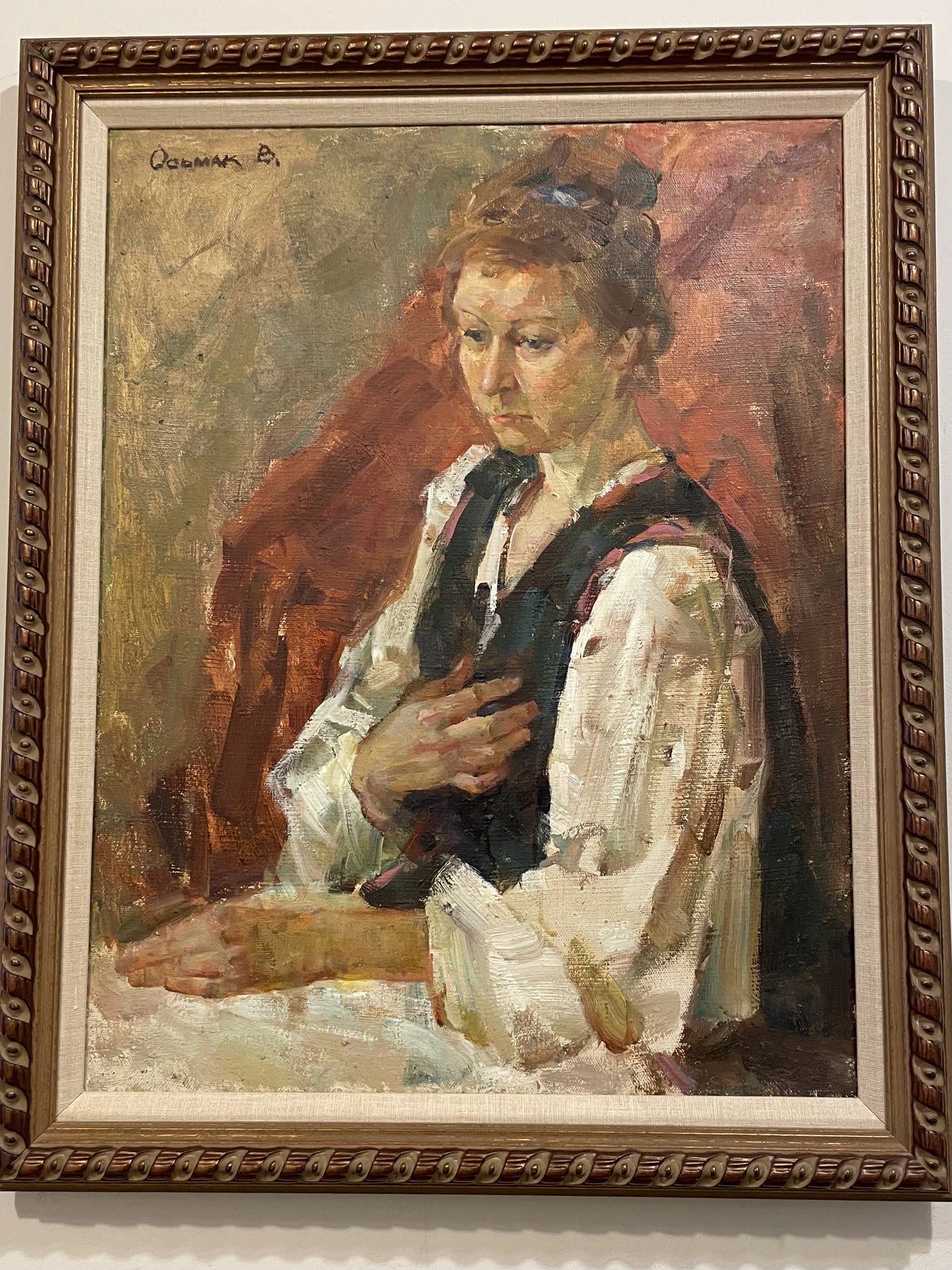 Framed Original Oil Painting of Woman, signed